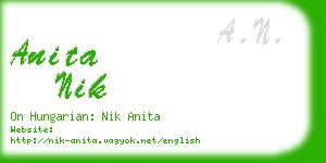 anita nik business card